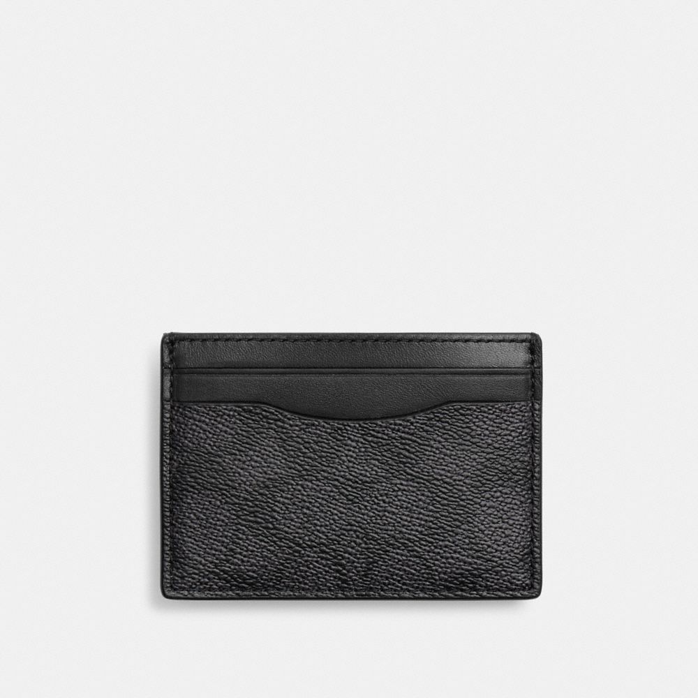 Coach Money Clip Card Case In Signature Canvas In Charcoal