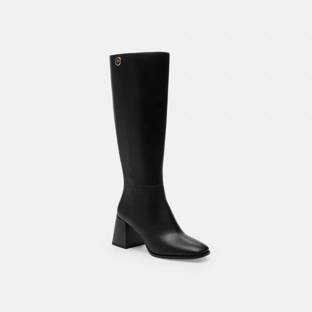 COACH®,Shay Boot,Rubber,Boots,Metal,Sustainable,Pull Tab,Day Party,Black,Front View image number 0