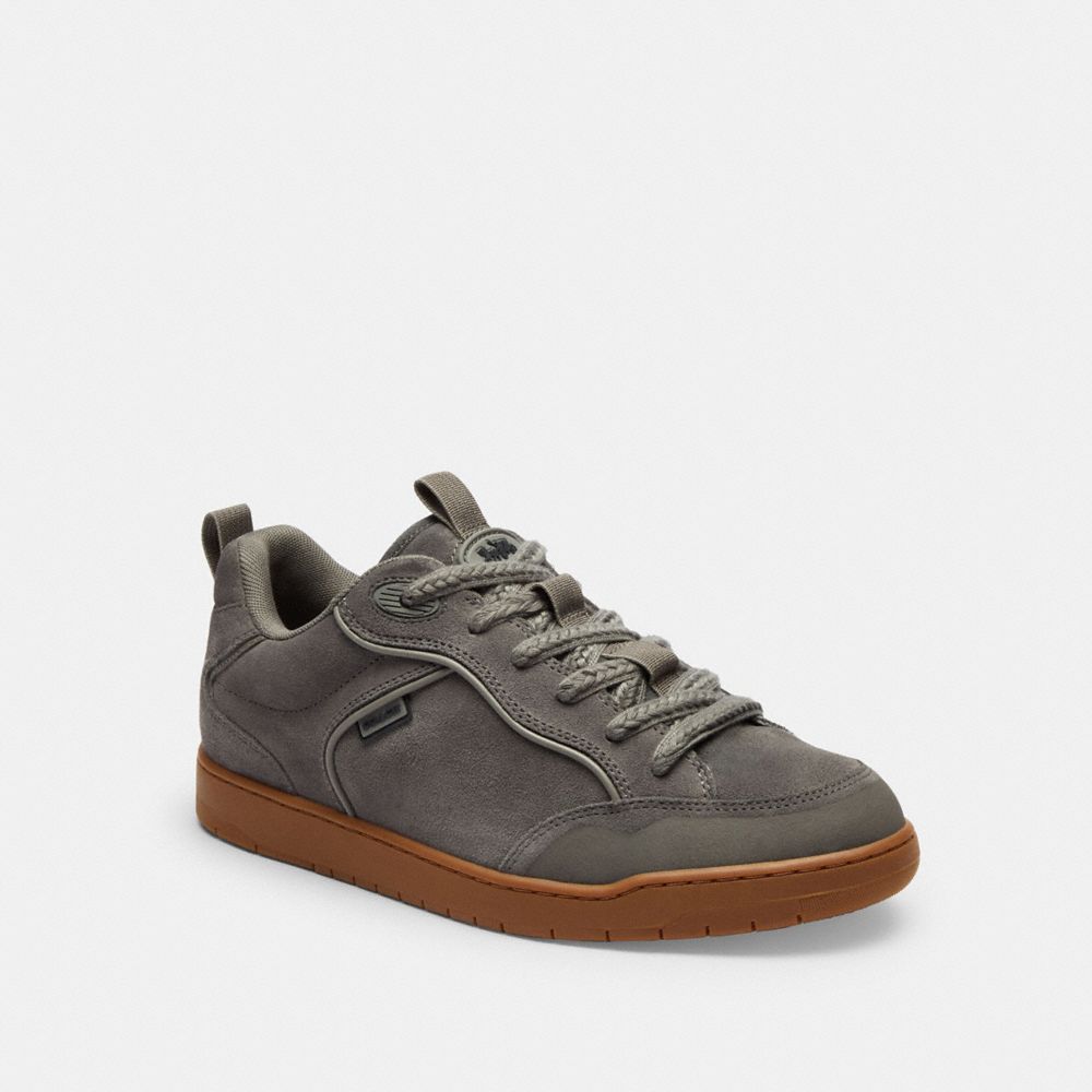 COACH®,C203 Sneaker,Rubber,Suede,Leather,Casual,Logo,Piping,Tag Embellishment,Traction,Casual,,Front View
