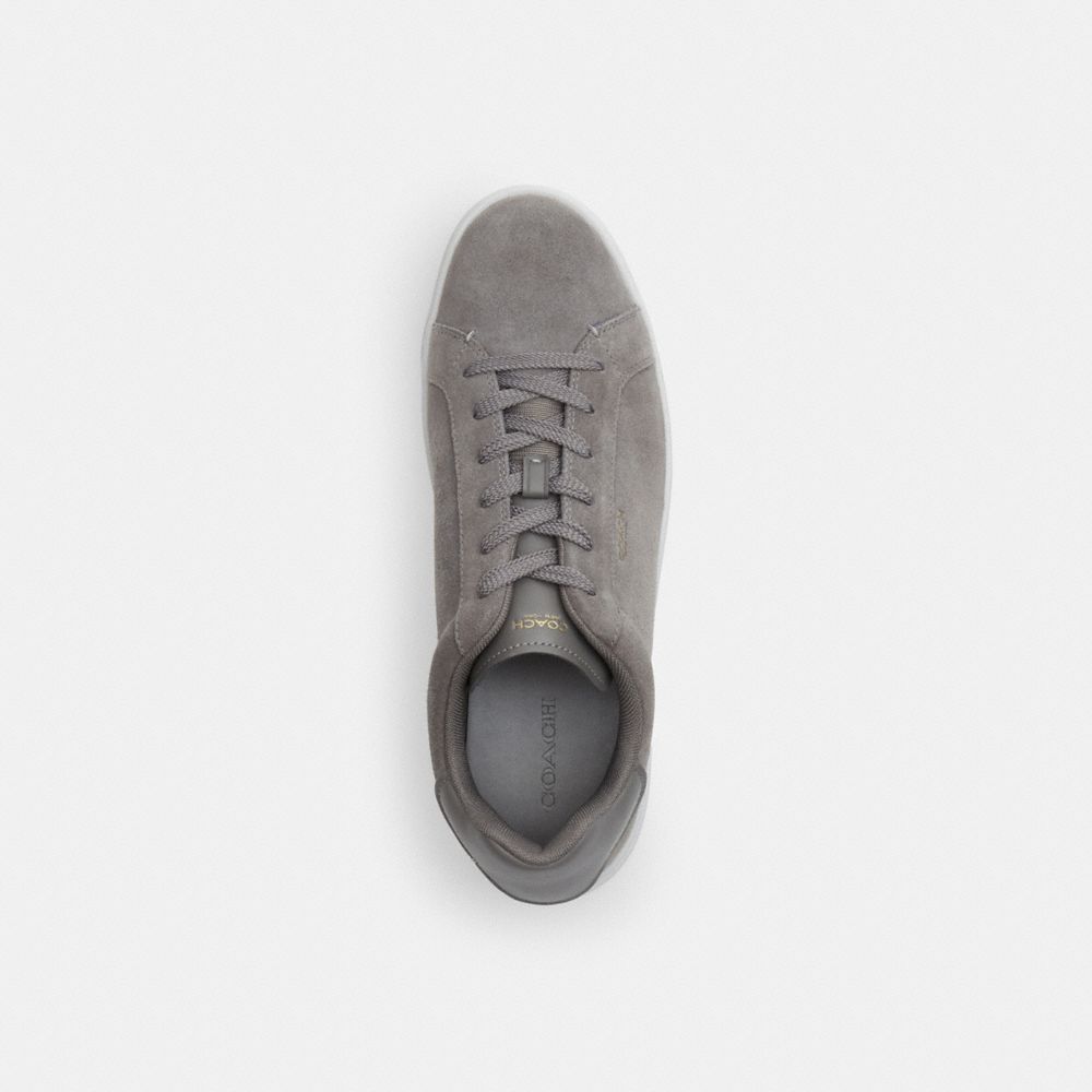 COACH®,High Line Sneaker,Suede,Casual,Fabric,Logo,Embossed,Cushion Toe,Cushioned,Casual,Gray,Inside View,Top View