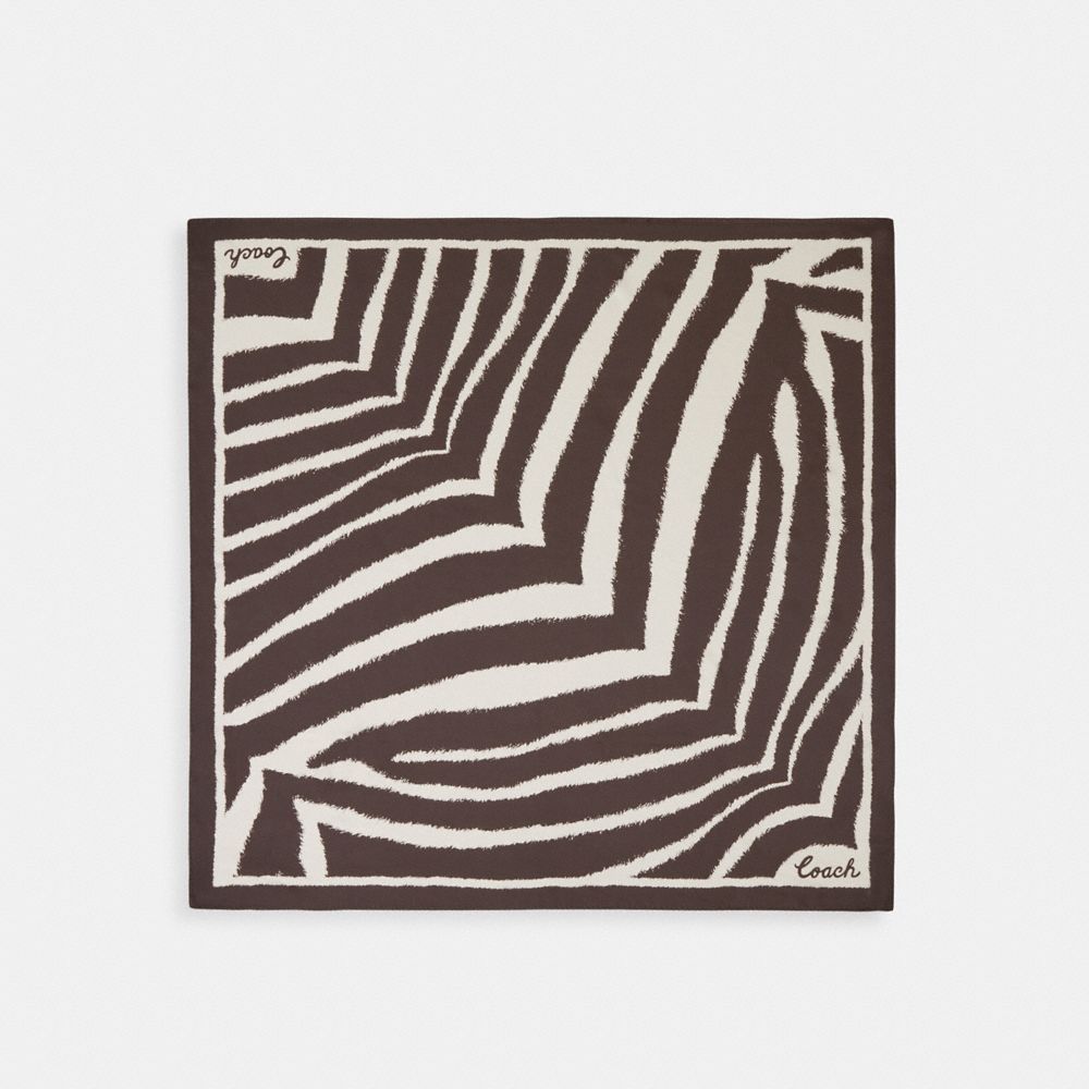 COACH®,Zebra Print Silk Square Scarf,Multi Color,Front View