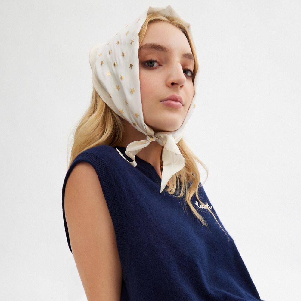 COACH®,スター プリント シルク ダイヤモンド スカーフ,