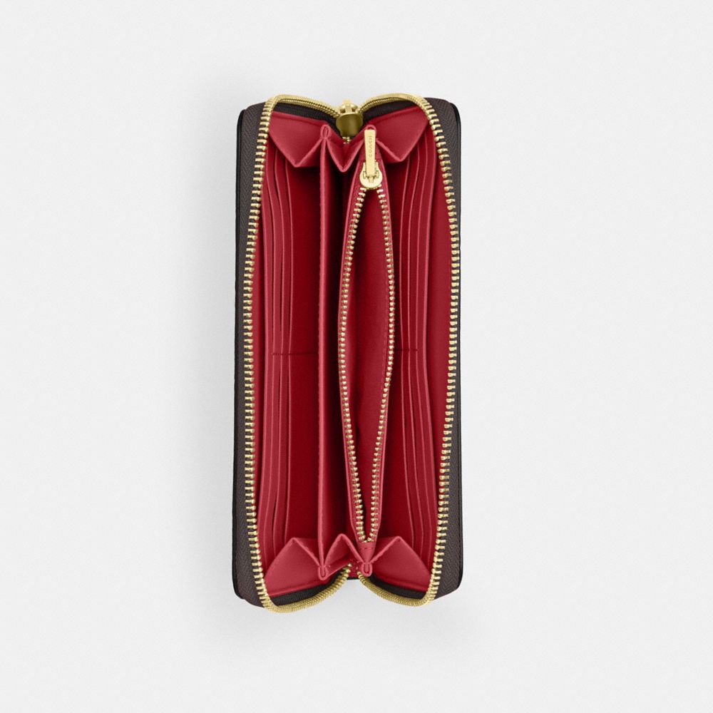 COACH®,LONG PORTEFEUILLE À FERMETURE ÉCLAIR SUR TOUT LE TOUR EN TOILE EXCLUSIVE,Toile exclusive,Im/Noyer/Rouge véritable,Inside View,Top View
