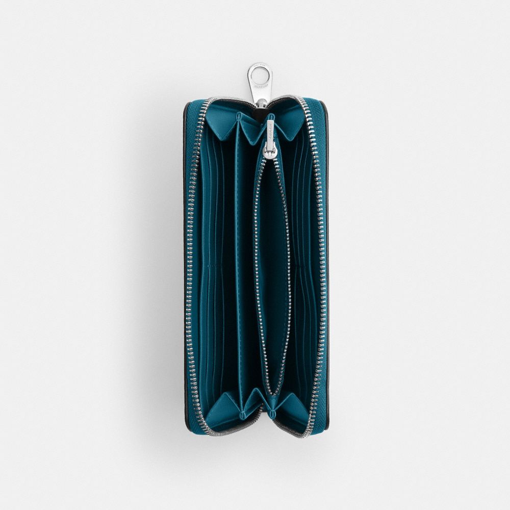 COACH®,LONG PORTEFEUILLE À FERMETURE ÉCLAIR SUR TOUT LE TOUR EN TOILE EXCLUSIVE,Toile exclusive,Argenté,Inside View,Top View