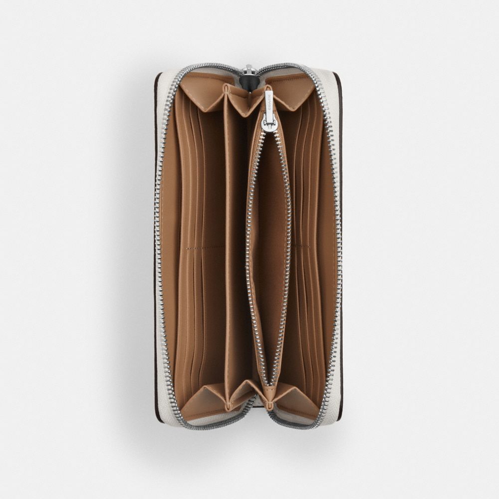 COACH®,Long Zip Around Wallet In Signature Canvas,Coin,Continental,Sustainable,Casual,,Inside View,Top View