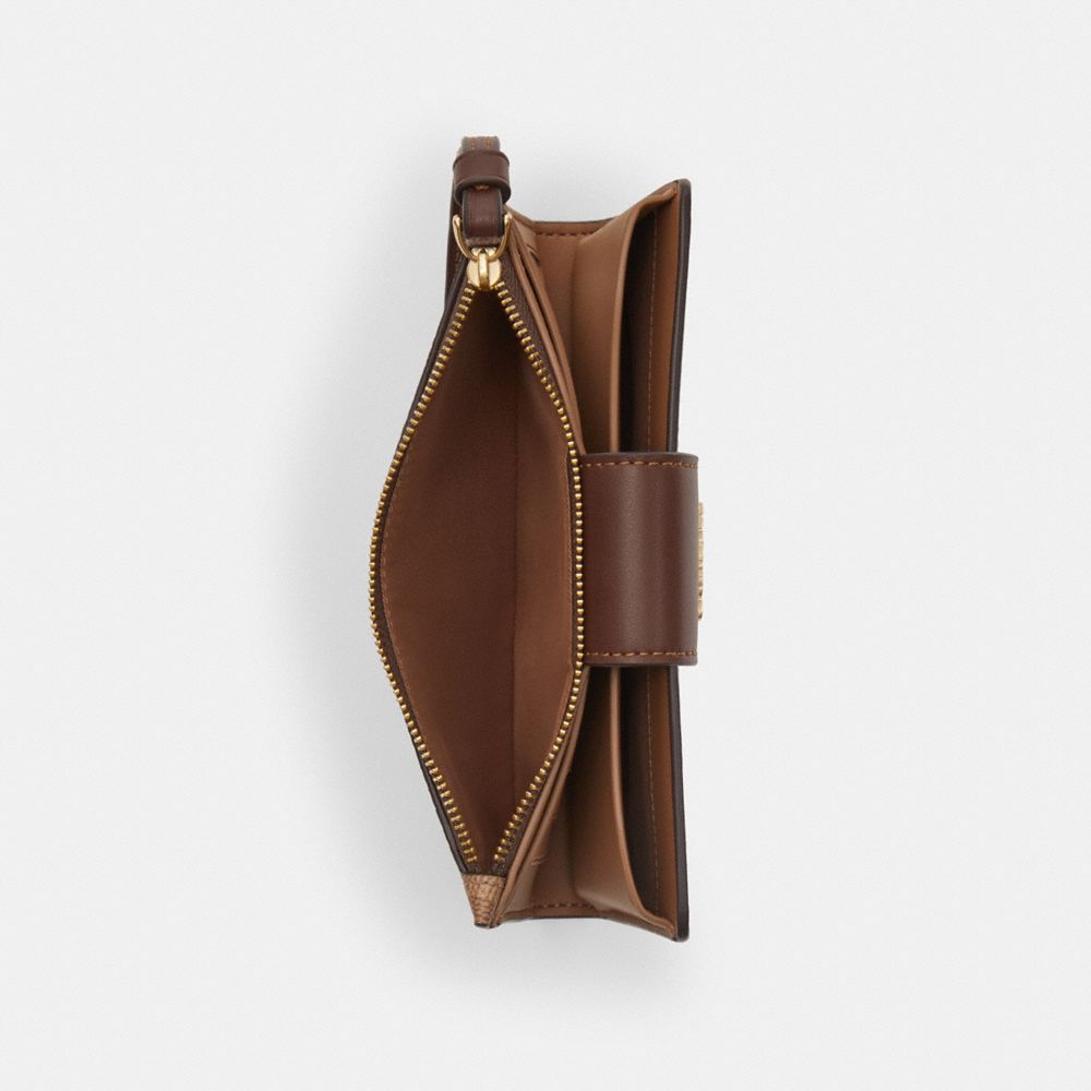 COACH®,Phone Wallet In Signature Canvas,Bi Fold,Coin,Sustainable,Casual,Brown,Interior View
