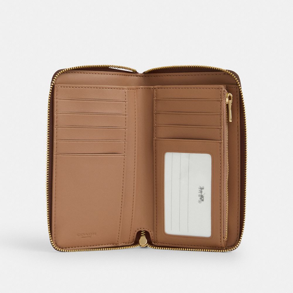 COACH®,PORTEFEUILLE MOYEN À ZIP POUR PIÈCE D’IDENTITÉ EN TOILE SIGNATURE,Toile exclusive,Or/Havane/Brun,Inside View,Top View