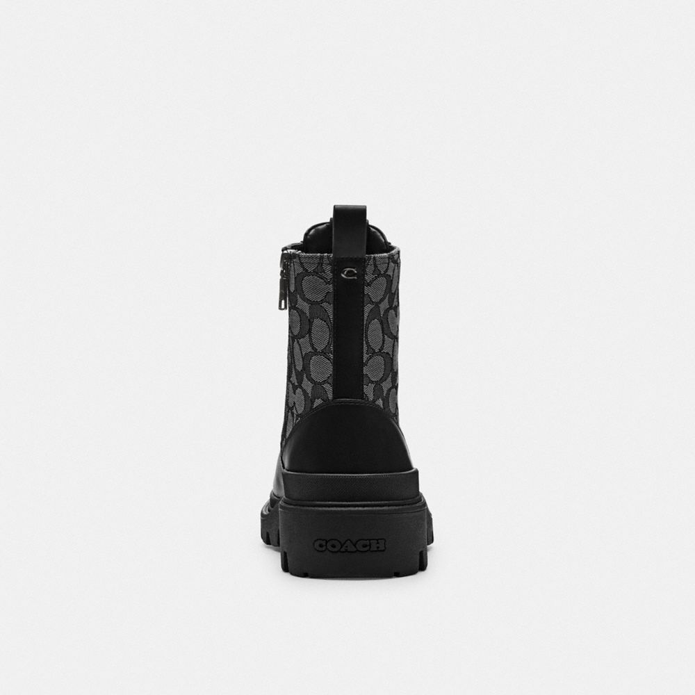 COACH®,Charlie Boot In Signature Jacquard,Rubber,Cotton,Combat,Mixed Media,Sustainable,Casual,Black,Alternate View