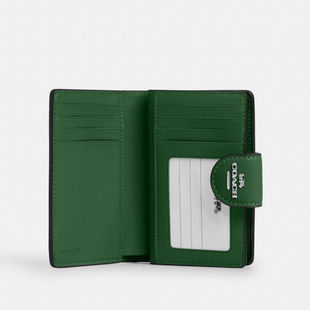 COACH®,Medium Corner Zip Wallet In Signature Canvas,Coin,Bi Fold,Sustainable,Casual,,Inside View,Top View