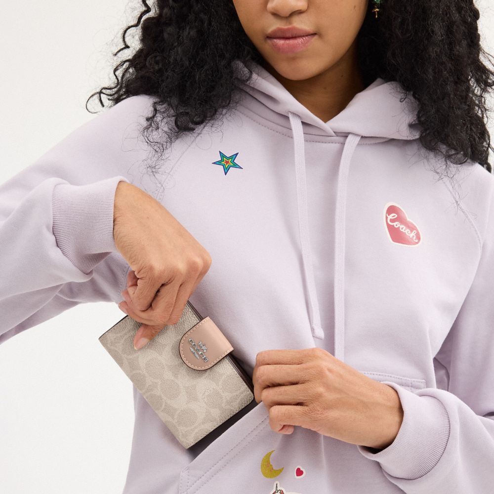 COACH®,Medium Corner Zip Wallet In Signature Canvas,Coin,Bi Fold,Sustainable,Casual,Multi Color,Detail View