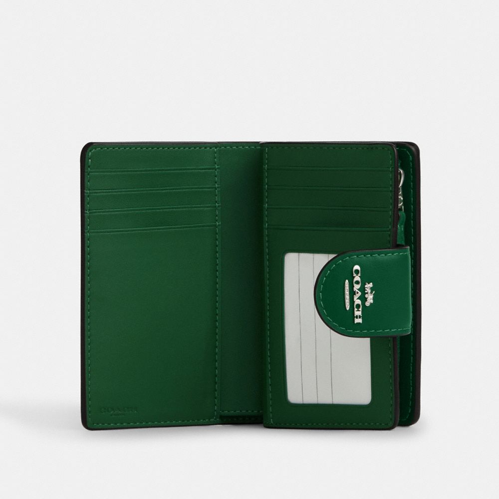 COACH®,Medium Corner Zip Wallet In Signature Canvas,Coin,Bi Fold,Sustainable,Casual,,Inside View,Top View