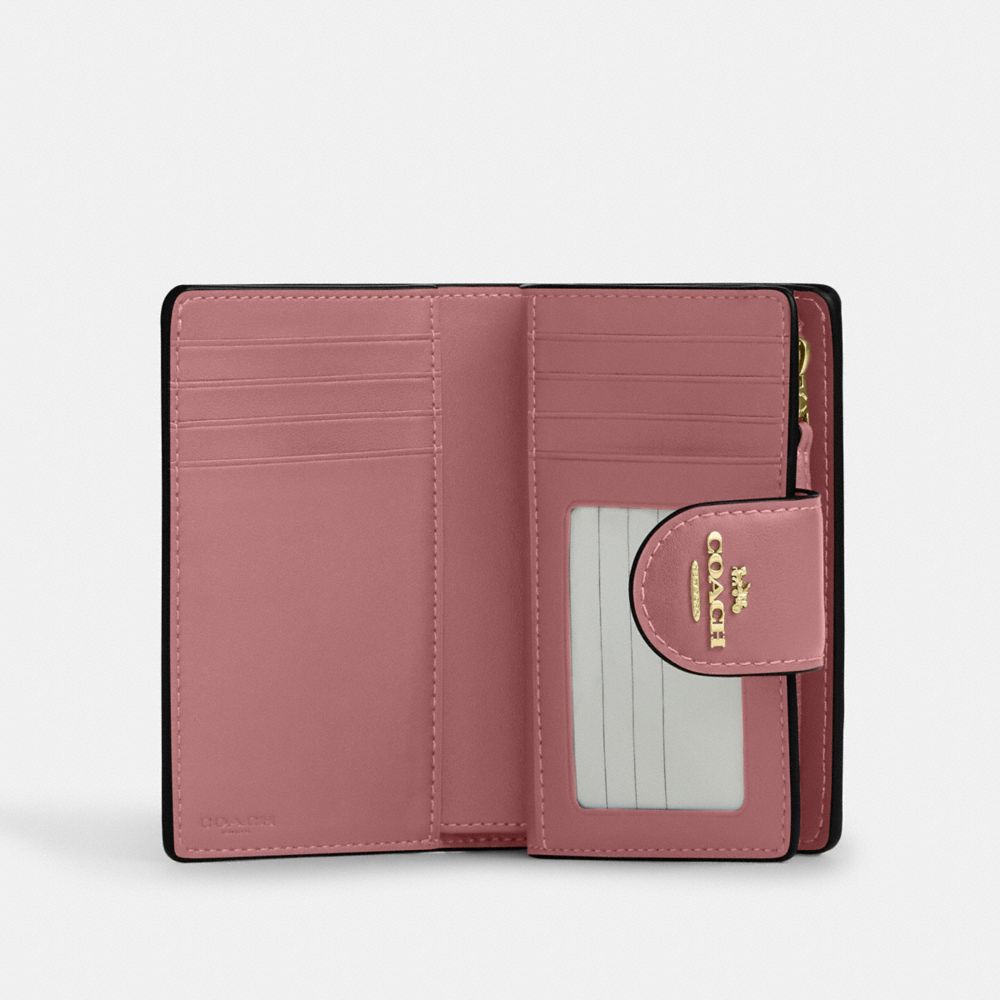 COACH®,Medium Corner Zip Wallet In Signature Canvas,Bi Fold,Coin,Sustainable,Casual,Brown,Inside View,Top View