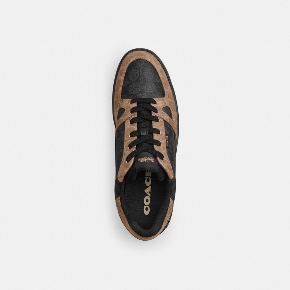 COACH®,Clip Court Sneaker In Signature Canvas,Brown,Inside View,Top View