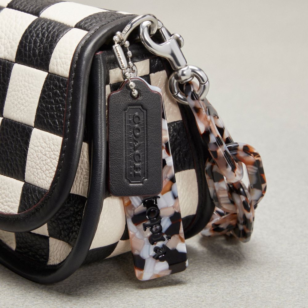 COACH®,Wavy Dinky Bag In Checkerboard Upcrafted Leather,Leather,Recycled Polyester,Shoulder Bag,Chain Detail,Embossed,Patt...,Multi Color,Group View