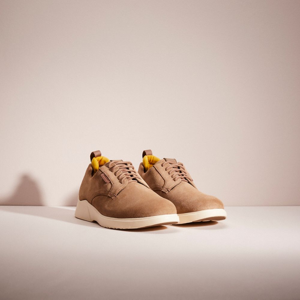 COACH®,RESTORED CITYSOLE DERBY,Suede,Elm,Angle View