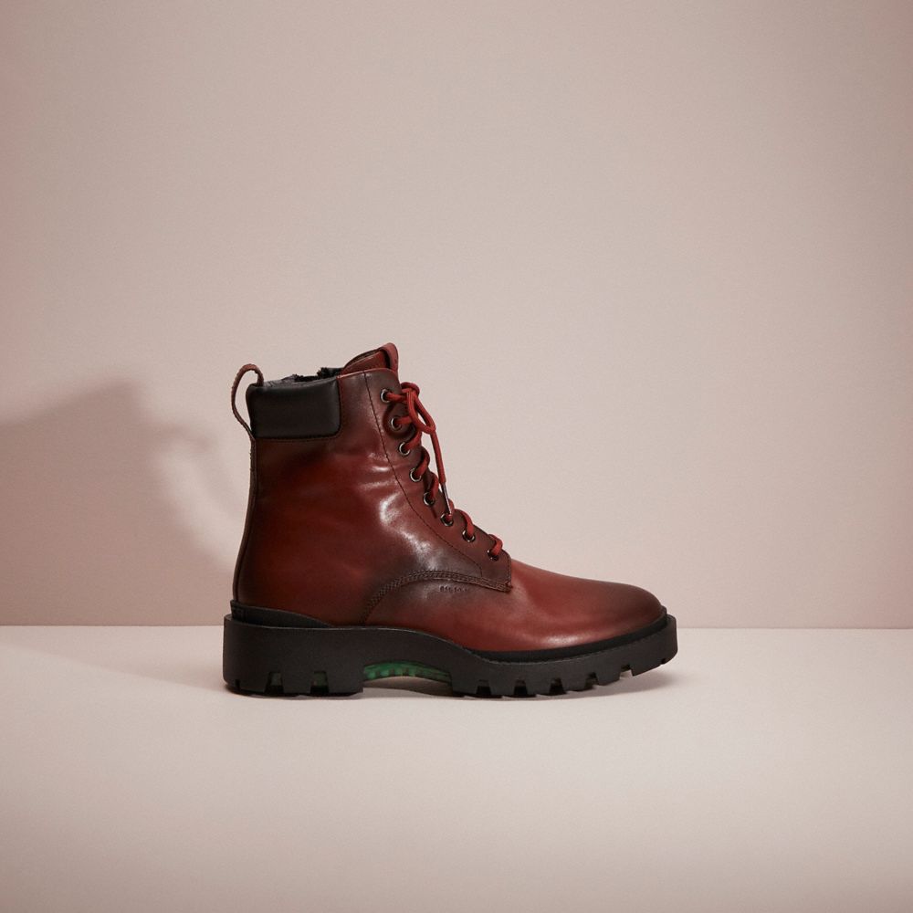 COACH®,RESTORED CITYSOLE BOOT,Leather,Red Mocha,Front View