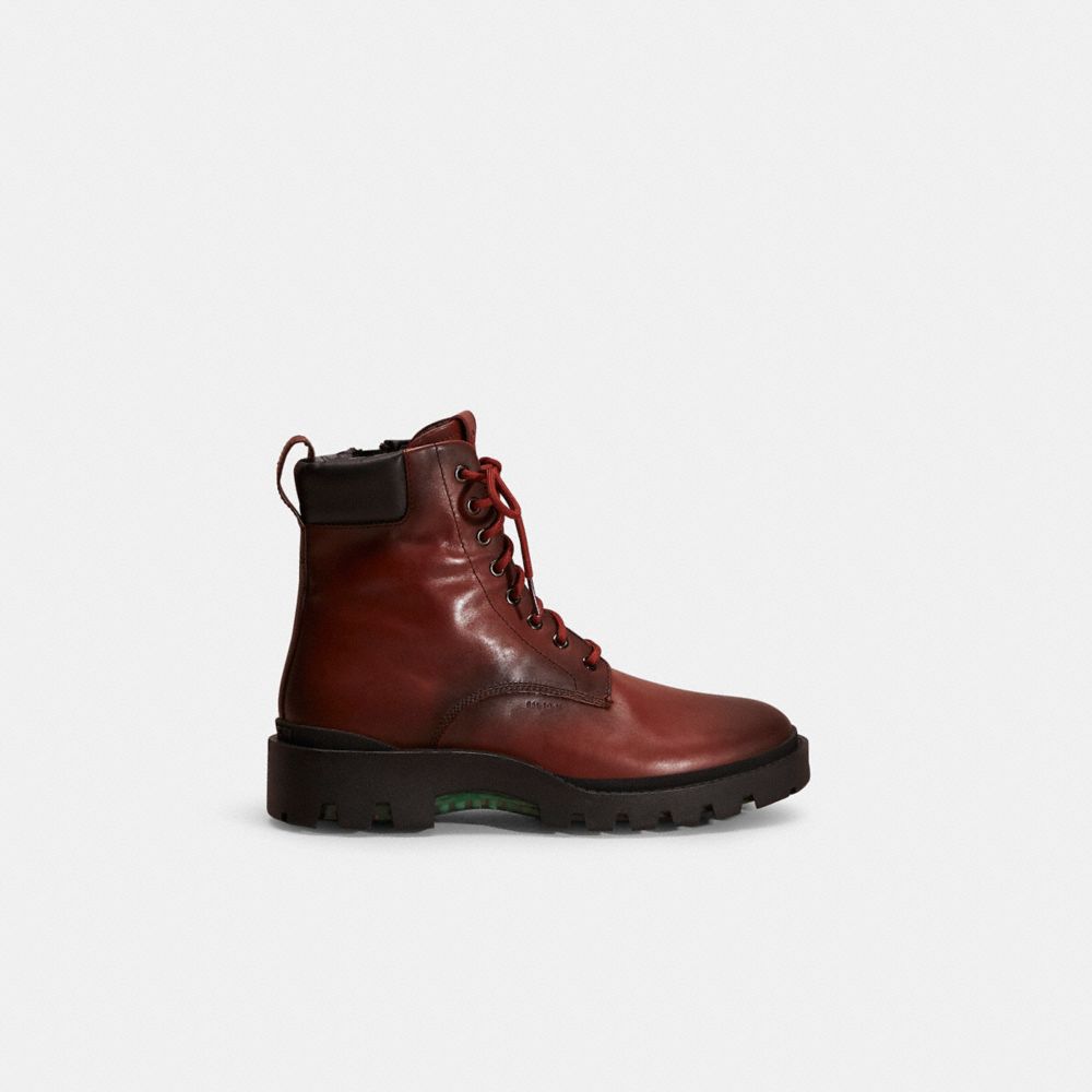 COACH®,RESTORED CITYSOLE BOOT,Leather,Red Mocha,Front View