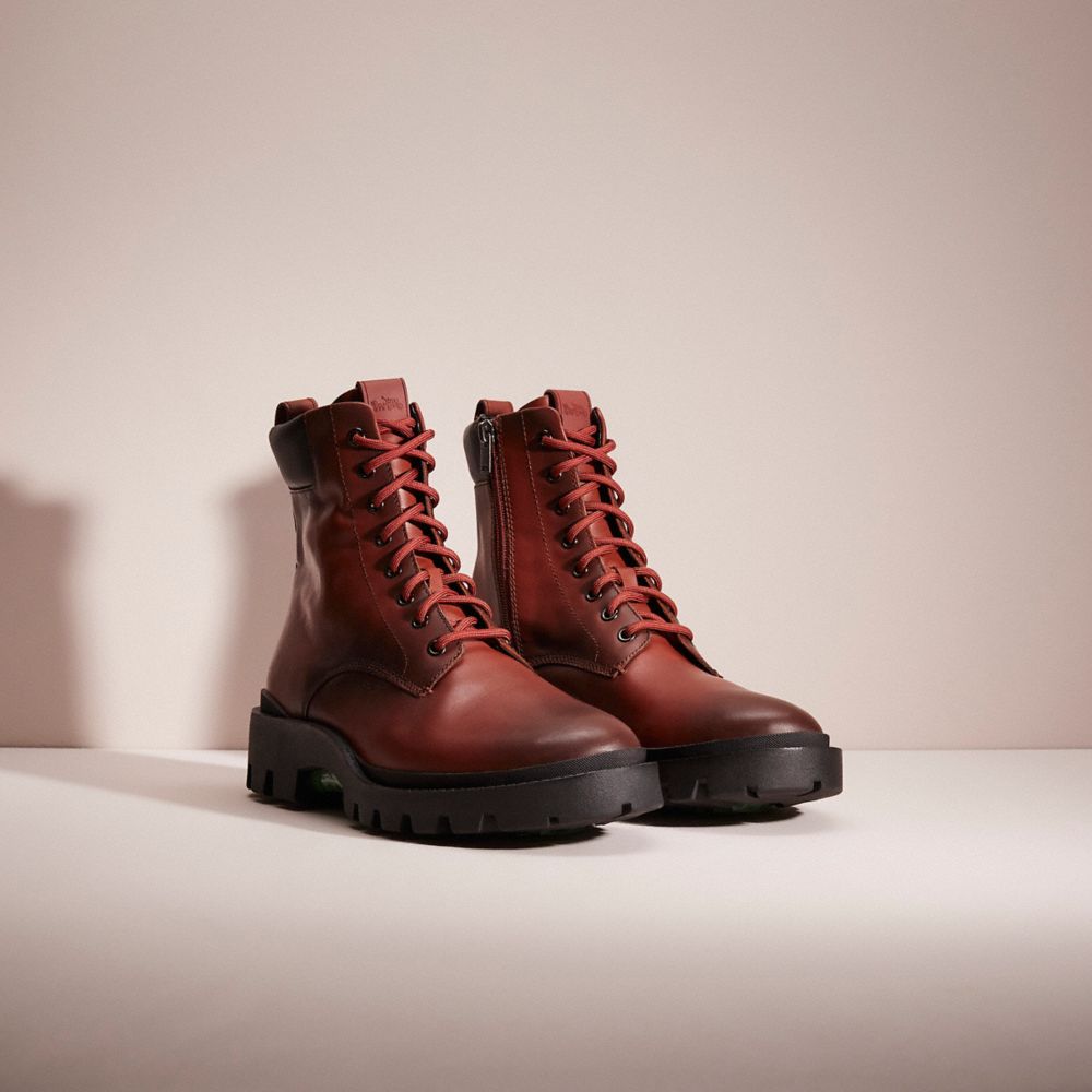 COACH®,RESTORED CITYSOLE BOOT,Leather,Red Mocha,Angle View
