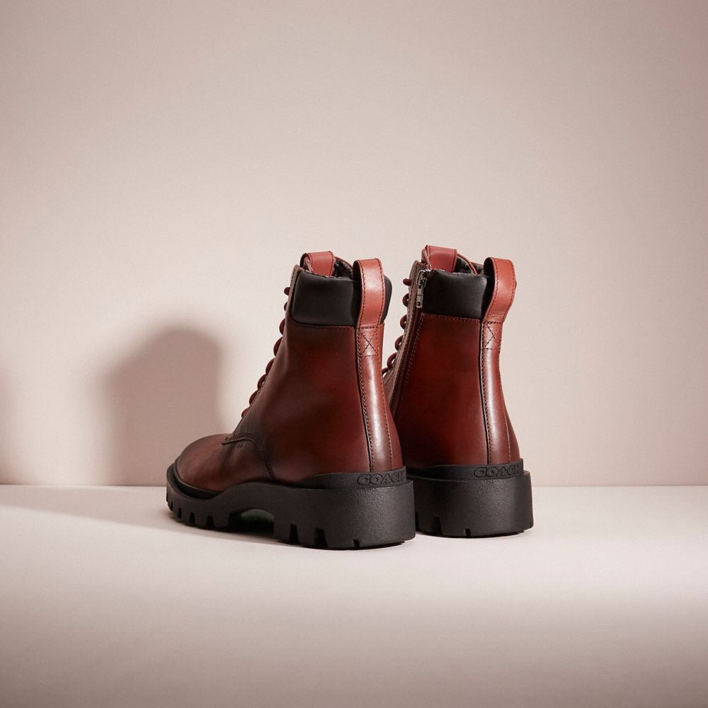 COACH®,RESTORED CITYSOLE BOOT,Leather,Red Mocha,Back View