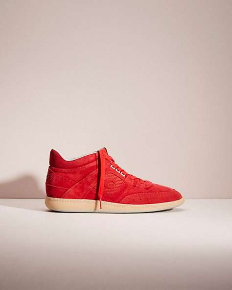 COACH®,RESTORED CITYSOLE MID TOP SNEAKER,Suede,Electric Red,Front View