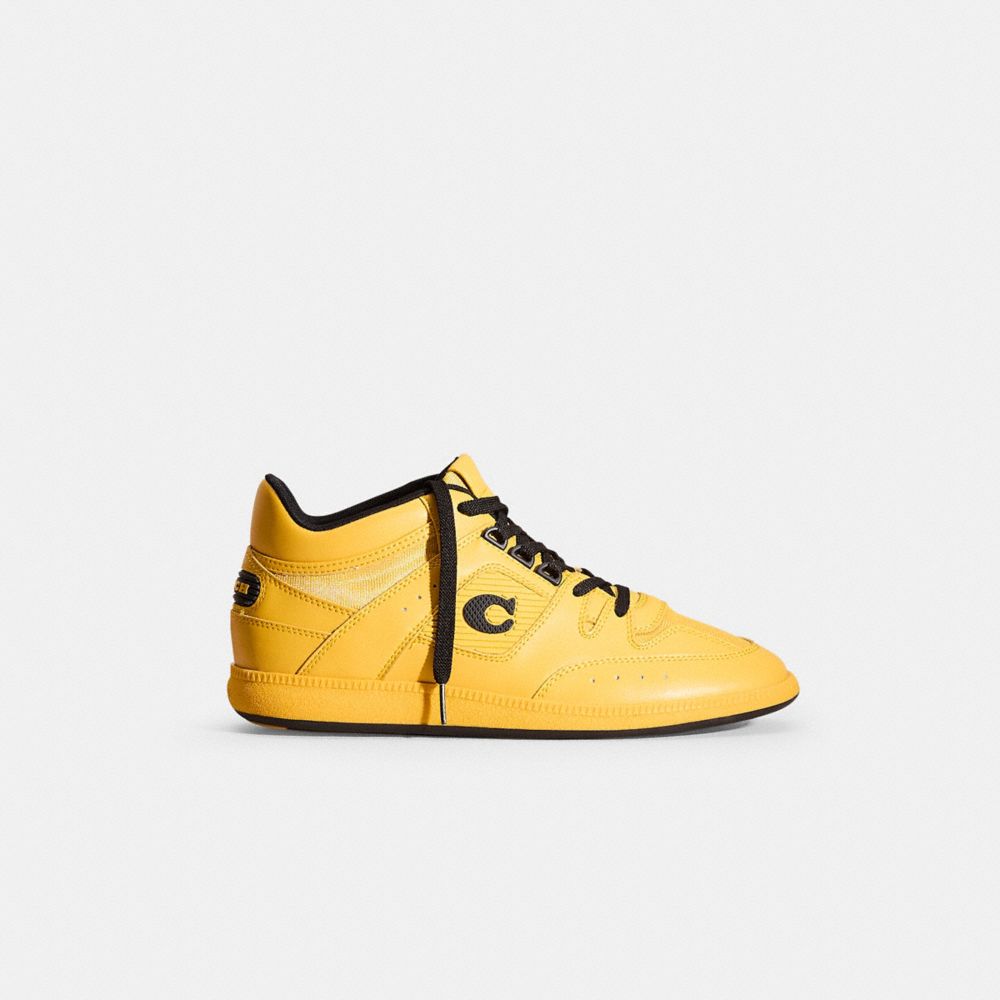 COACH®,RESTORED CITYSOLE MID TOP SNEAKER,Leather,Canary,Front View