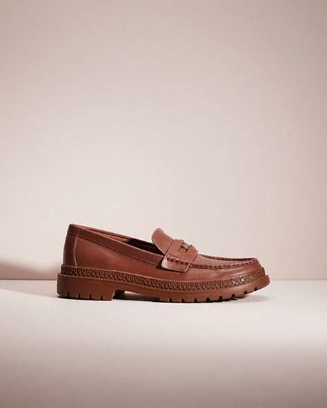 COACH®,RESTORED LOAFER WITH SIGNATURE COIN,Leather,Saddle,Front View
