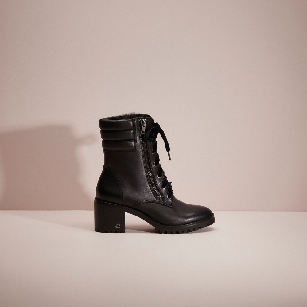 COACH®,RESTORED JENNA BOOT,Leather,Black,Front View