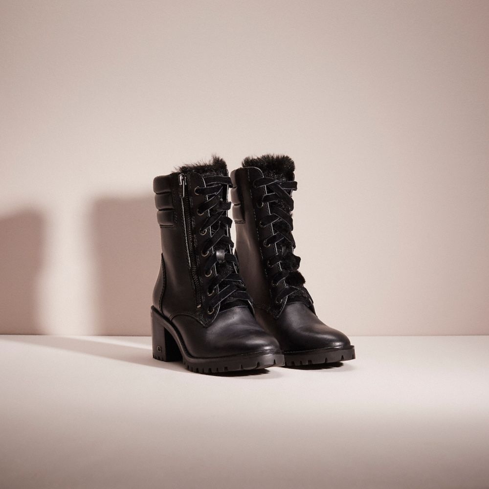 COACH®,RESTORED JENNA BOOT,Leather,Black,Angle View