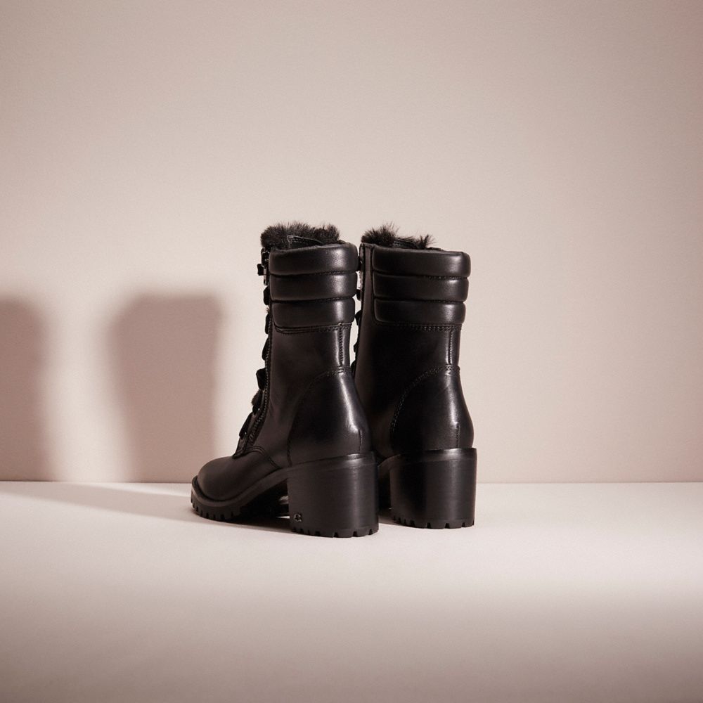 COACH®,RESTORED JENNA BOOT,Leather,Black,Back View