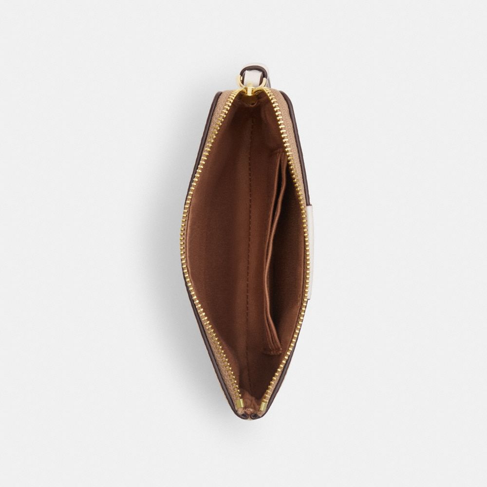 COACH®,Corner Zip Wristlet In Signature Canvas With Stripe,Wristlet,Pouch,Color Block,Casual,Beige,Inside View,Top View