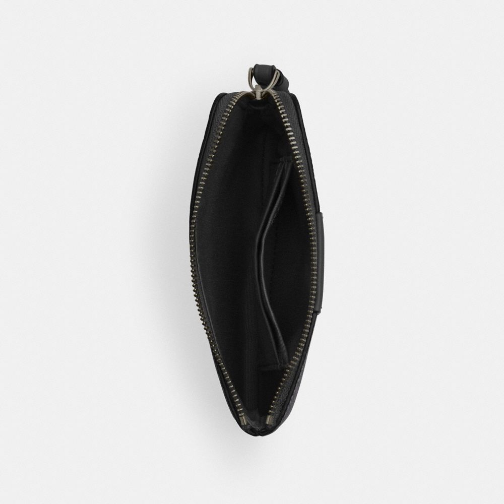 COACH®,WRISTLET À FERMETURE ZIPPÉE D’ANGLE EN TOILE EXCLUSIVE AVEC RAYURE,Toile exclusive,Bronze industriel/Anthracite/Noir,Inside View,Top View