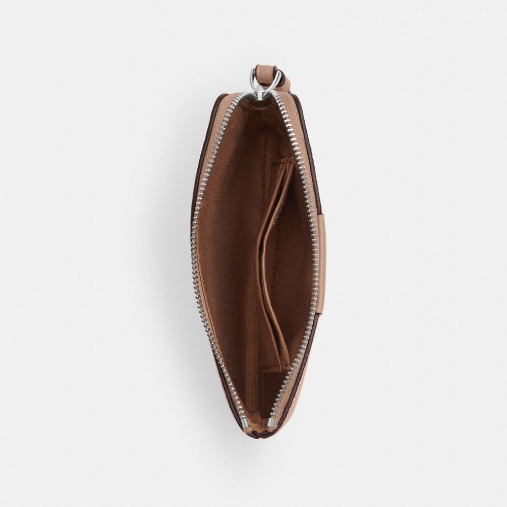 COACH®,Corner Zip Wristlet In Signature Canvas With Stripe,Wristlet,Pouch,Color Block,Casual,Beige,Inside View,Top View
