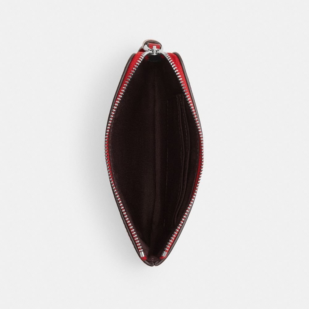 COACH®,Corner Zip Wristlet,Pouch,Wristlet,Logo,Casual,Maroon,Inside View,Top View