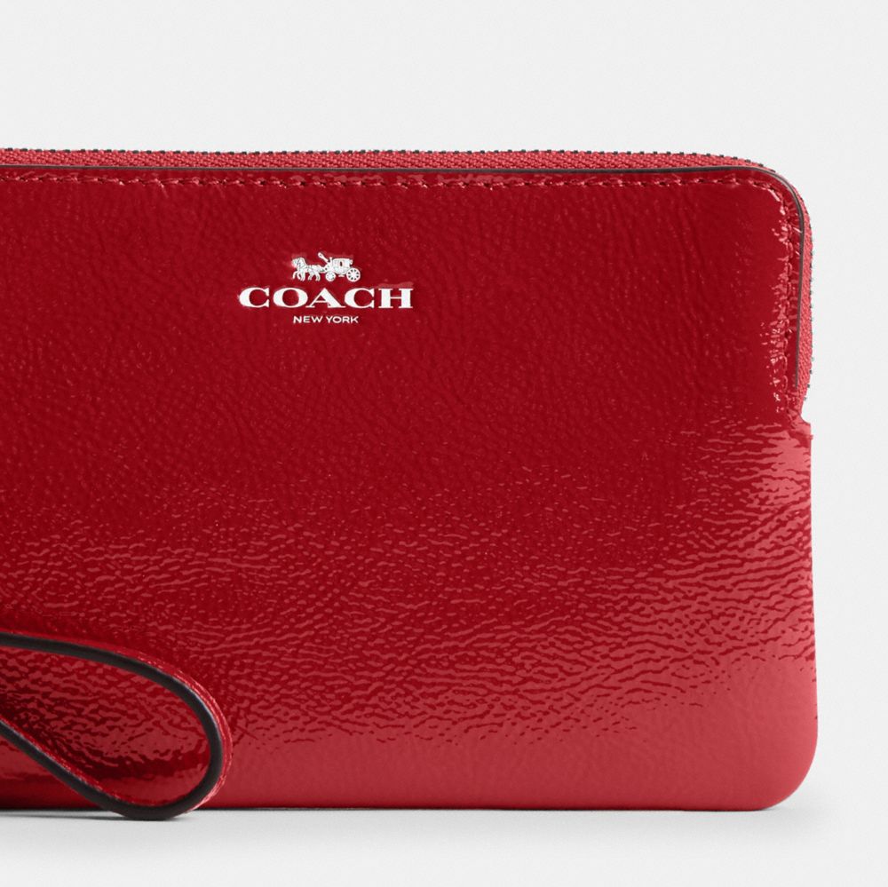COACH®,Corner Zip Wristlet,Pouch,Wristlet,Logo,Casual,Maroon