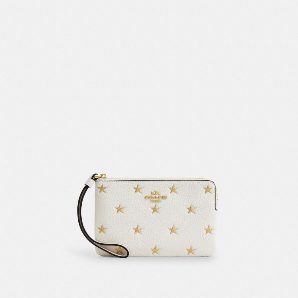 COACH®,Corner Zip Wristlet With Star Print,,Front View