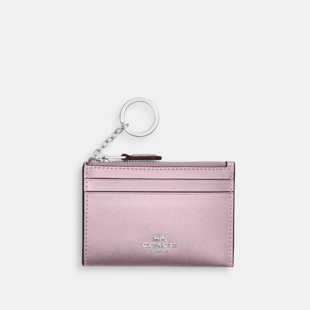 COACH®,ミニ スキニー ID ケース,ｼﾙﾊﾞｰ/ﾒﾀﾘｯｸ ﾋﾟﾝｸ