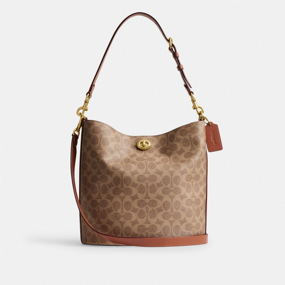 COACH®,Willow Soft Bucket Bag In Signature Canvas,,Front View