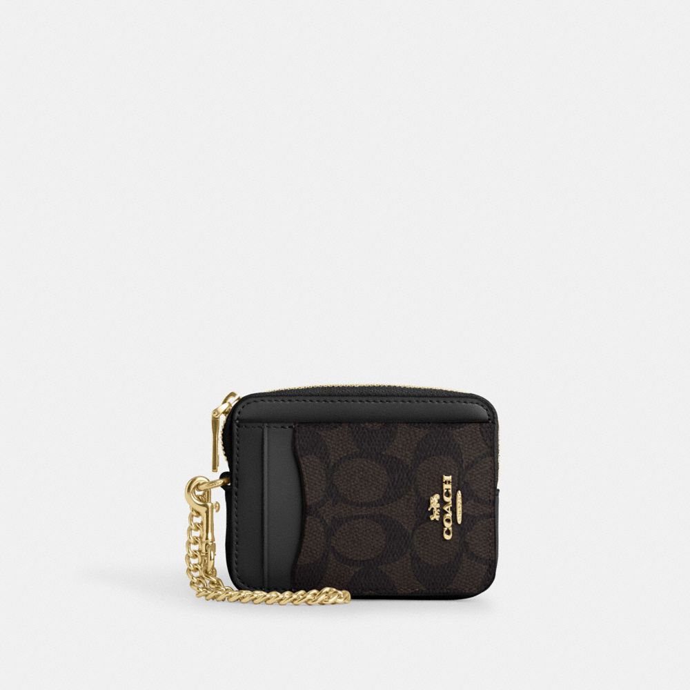 COACH Outlet Zip Card Case In Blocked Signature Canvas