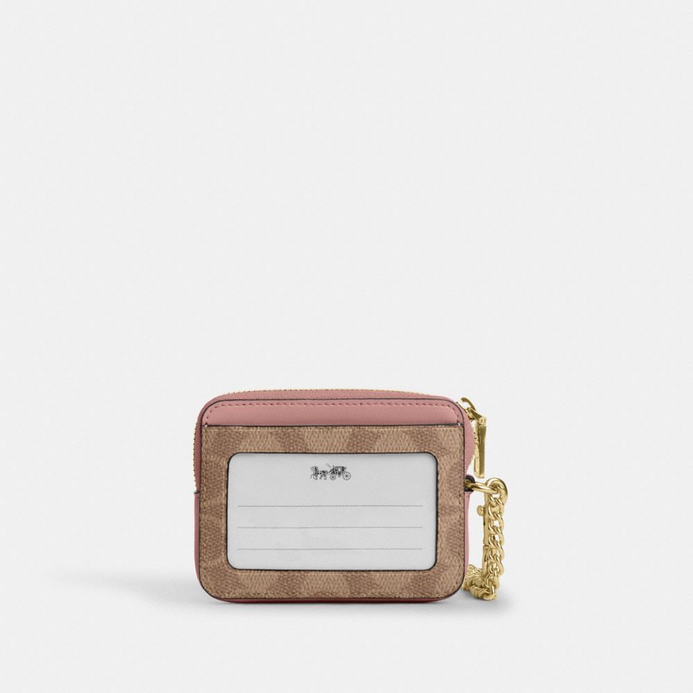 COACH®,Zip Card Case In Signature Canvas,Card Case,Color Block,Sustainable,Casual,,Back View