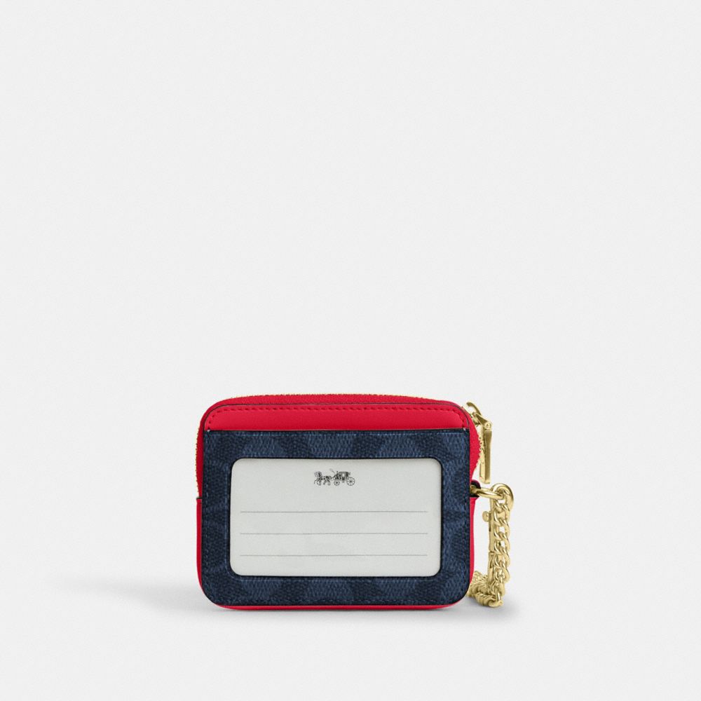 COACH®,Zip Card Case In Signature Canvas,Card Case,Color Block,Sustainable,Casual,Multi Color,Back View
