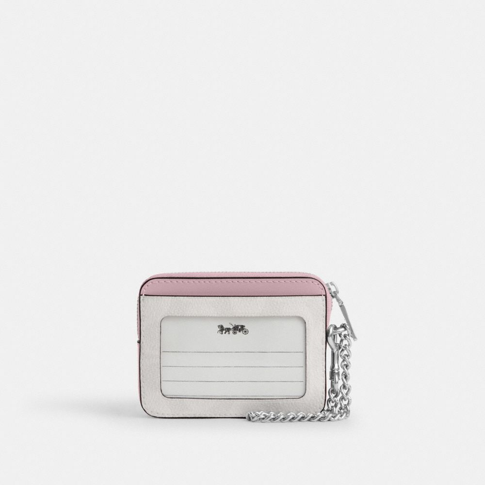 COACH®,PORTE-CARTES ZIPPÉ EN TOILE EXCLUSIVE,Toile exclusive,Sv/Craie/œillet,Back View