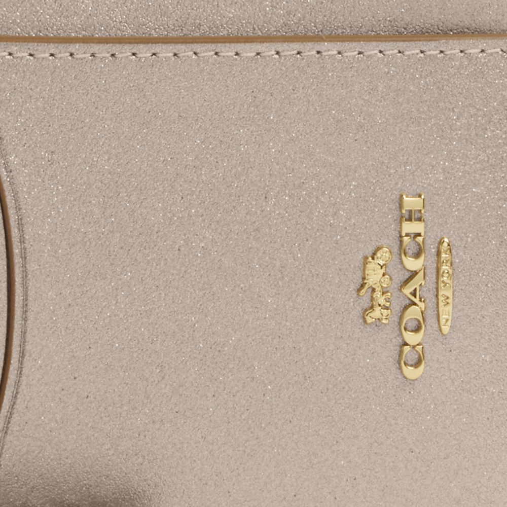 COACH®,Zip Card Case,Leather,Card Case,Metal,Logo,Casual,Beige