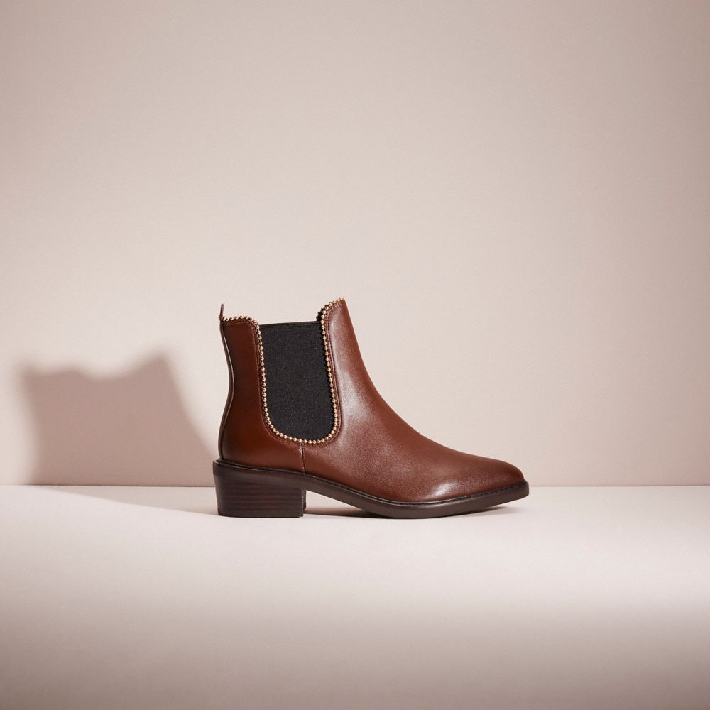 COACH®,RESTORED BOWERY BOOTIE,Leather,Walnut Brown,Front View