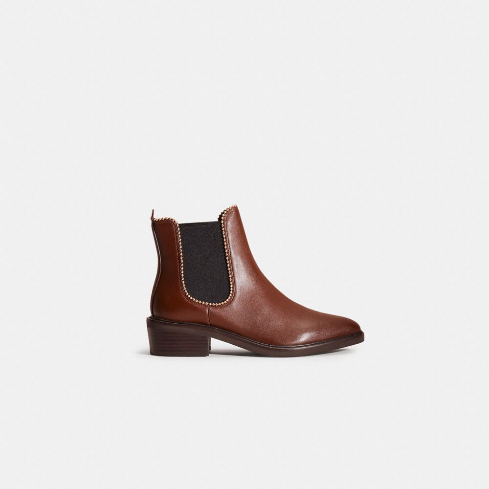 COACH®,RESTORED BOWERY BOOTIE,Leather,Walnut Brown,Front View