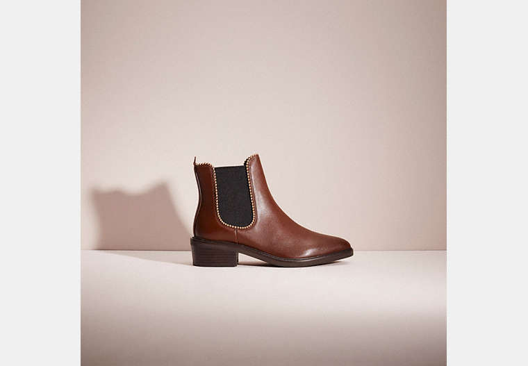 COACH®,RESTORED BOWERY BOOTIE,Leather,Walnut Brown,Front View