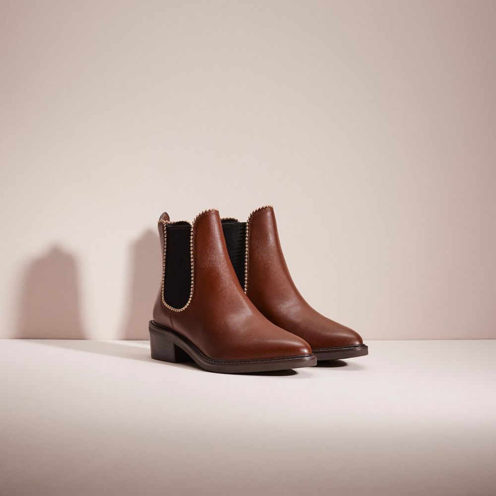 COACH®,RESTORED BOWERY BOOTIE,Leather,Walnut Brown,Angle View