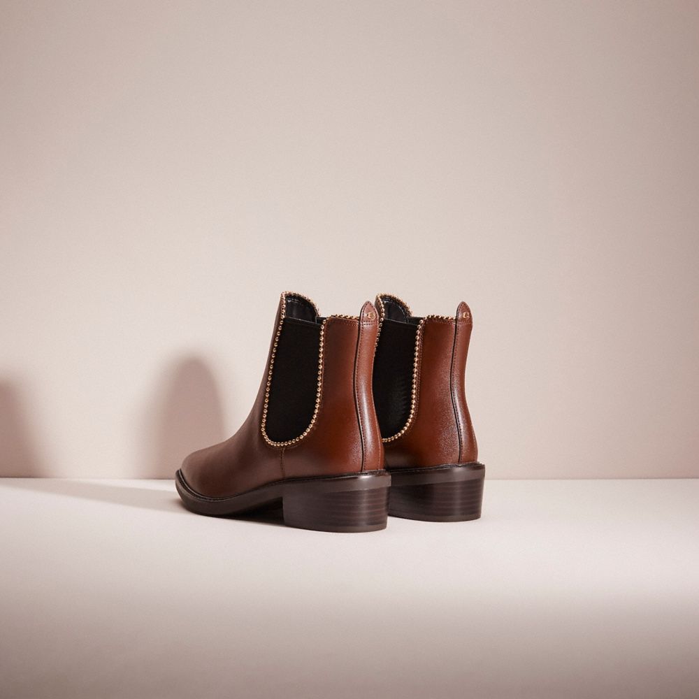 COACH®,RESTORED BOWERY BOOTIE,Leather,Walnut Brown,Back View