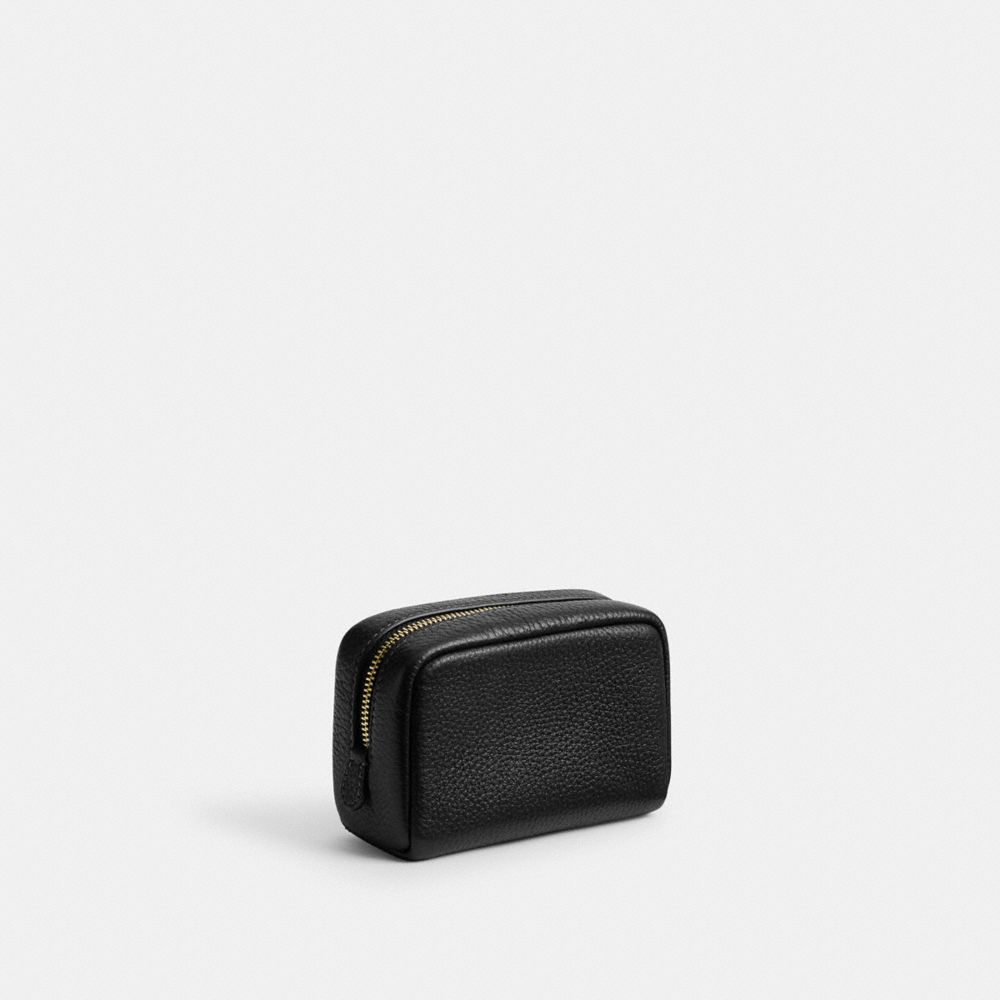 COACH®,Pouch Wristlet,Wristlet,Pouch,Metal,Logo,Casual,Black,Angle View