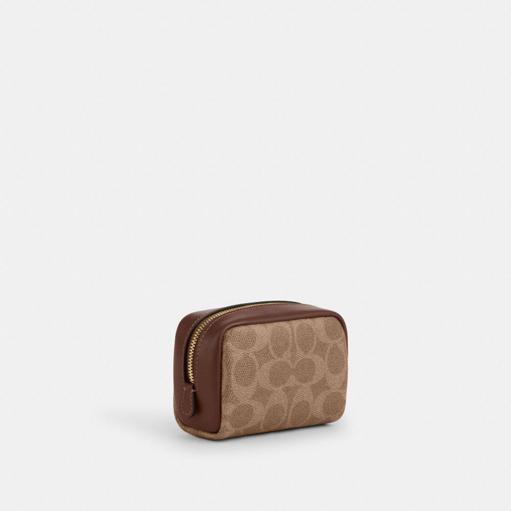COACH®,Pouch Wristlet In Signature Canvas,Pouch,Wristlet,Casual,Brown,Angle View