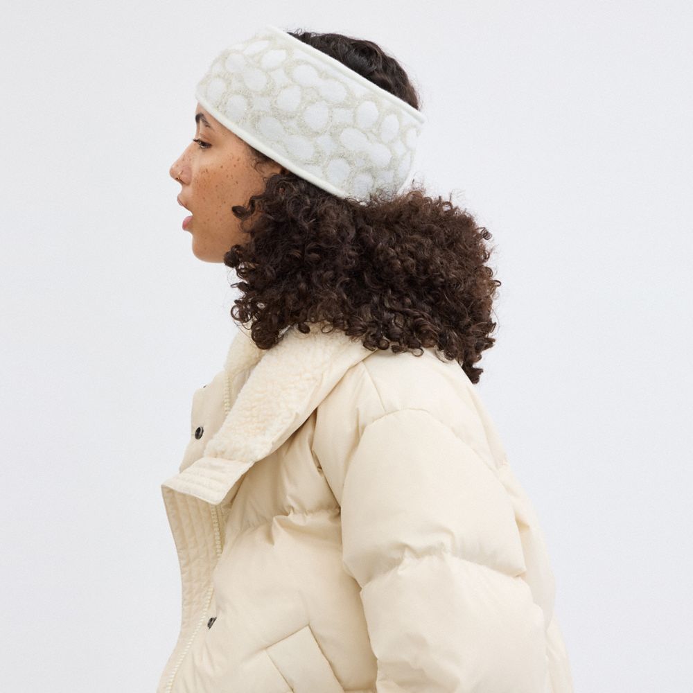 COACH®,Signature Metallic Headband,Polyester,Wool,Acrylic,Nylon,Headband,Casual,Cream,Detail View